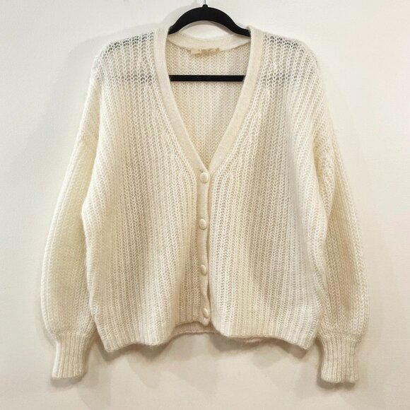 EUC Sézane Achille Mohair Wool Blend Oversized Cardigan Ecru Small - Picture 2 of 5